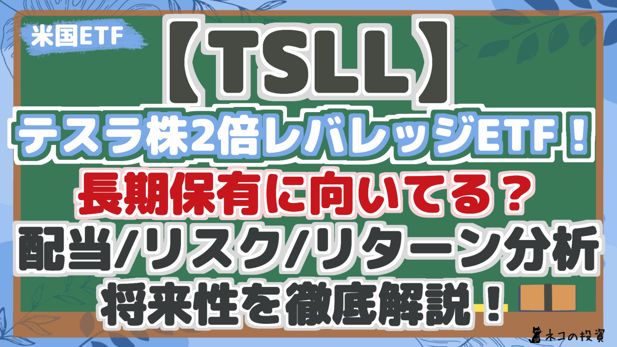 【TSLL】 テスラ株2倍 レバレッジETF! 長期保有に向いてる? 配当/リスク/リターン分析 将来性を徹底解説!
